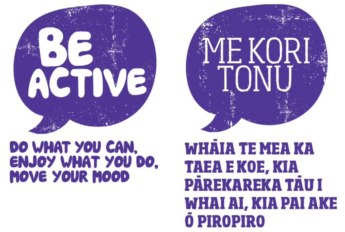 Be active, me kori tonu Do what you can. Enjoy what you do. Move your mood.